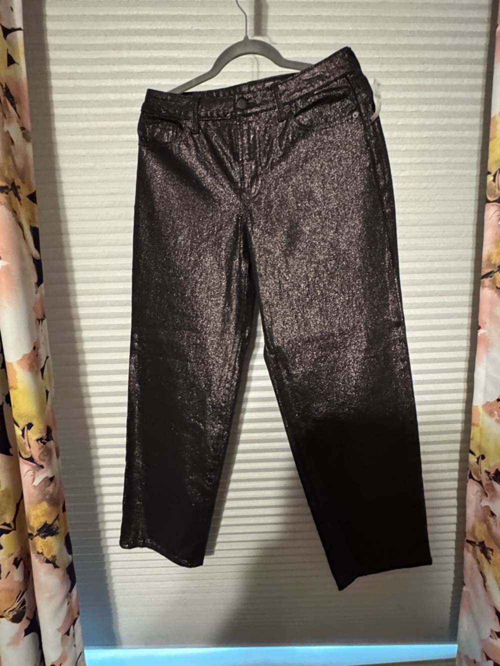 Old Navy Shimmery Black Metallic Straight-Leg Pants